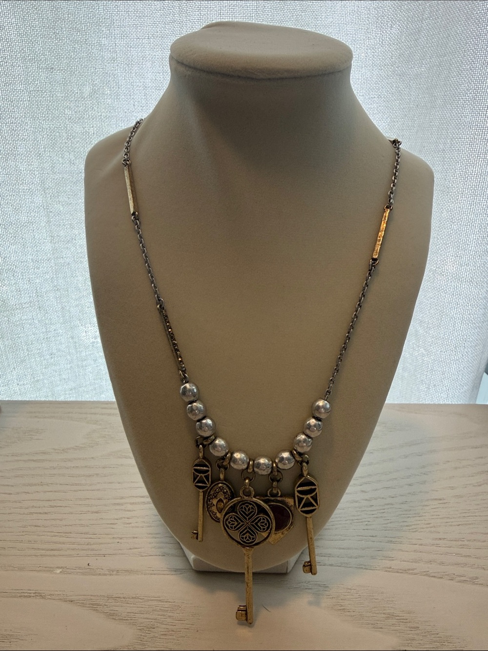Lucky Brand Mixed Metal Key Pendant Necklace in Silver and Gold